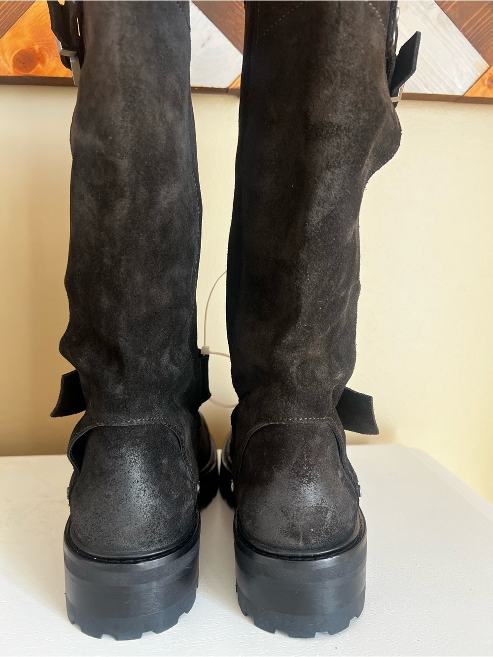 All Saints Tay Biker Suede Boots. Size 8 NWOT - Picture 5 of 10